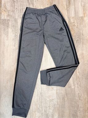 adidas Kids Gray Jogger Sweatpants with Black Stripes